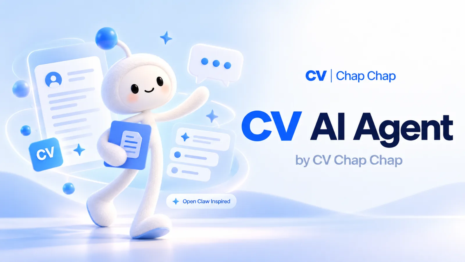 AI character carrying a CV folder, illustrating a CV agent at work