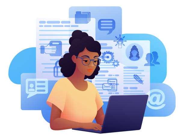 Fresh graduate creating a professional CV on a laptop