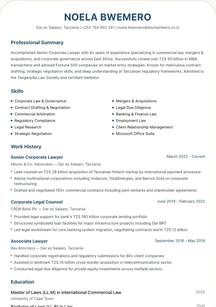 Pundamilia CV template