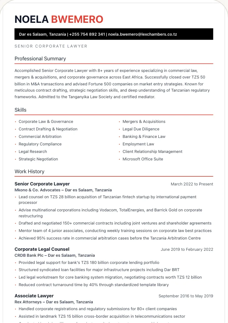 Kipepeo CV template